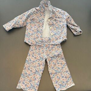 Zara Kids Floral Pajama Set - Blue and Pink